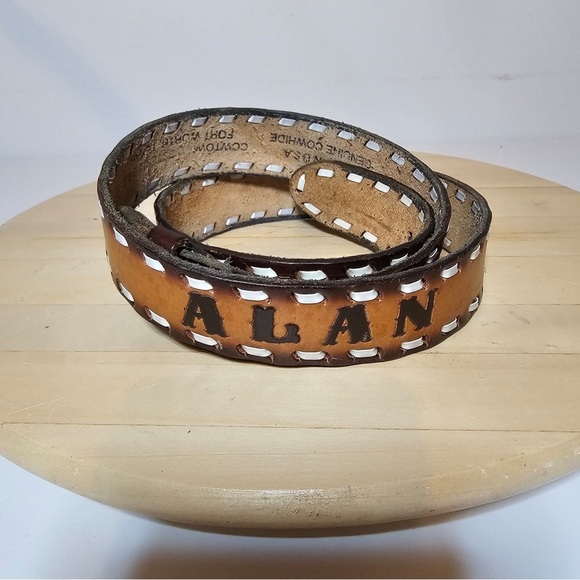 CowTown Western Belt Co Tooled Ornate Leather "ALAN" #20/40 Measures 42 Inches - Picture 1 of 7